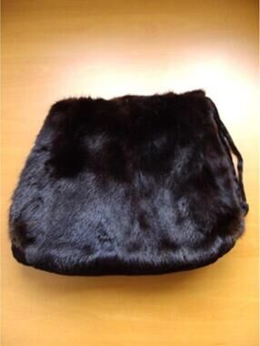EXCELLENT NATURAL DARK RANCH MINK FUR HANDBAG HAND MUFF PURSE WOMEN WOMAN